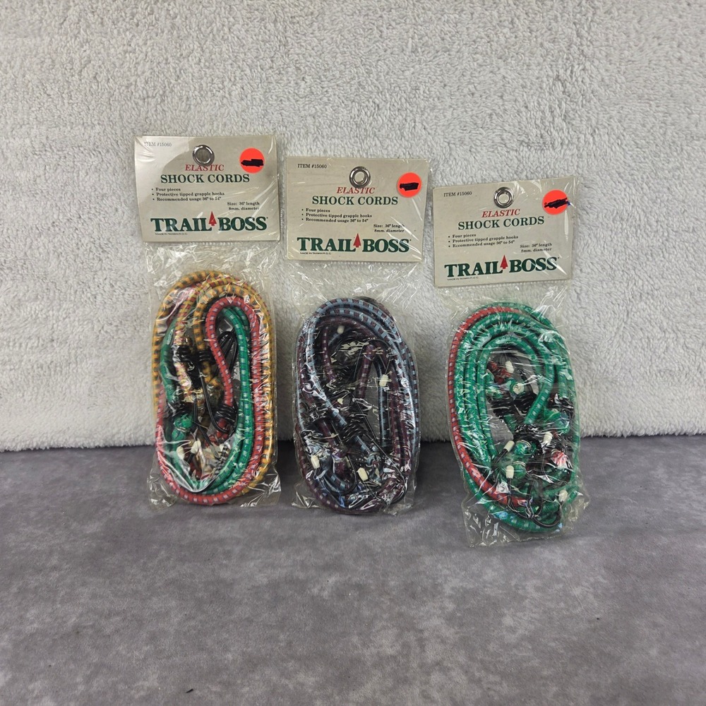 Trail Boss 12pc Elastic Shock Cords 36in 8mm Bungee Cords with Grapple Hooks